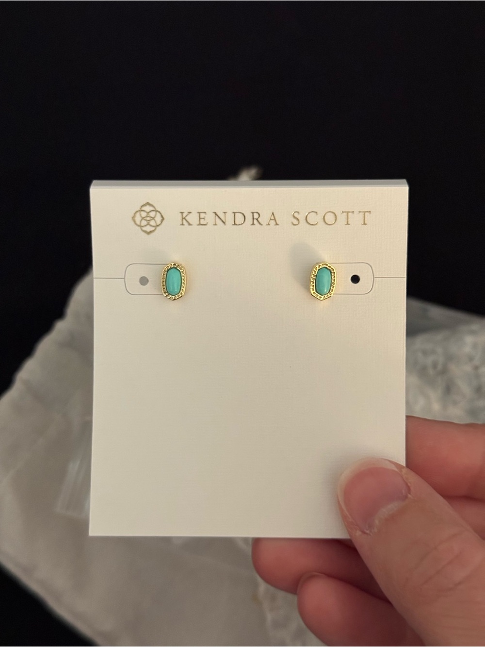 Kendra Scott Gold-Tone Teal Oval Stud Earrings